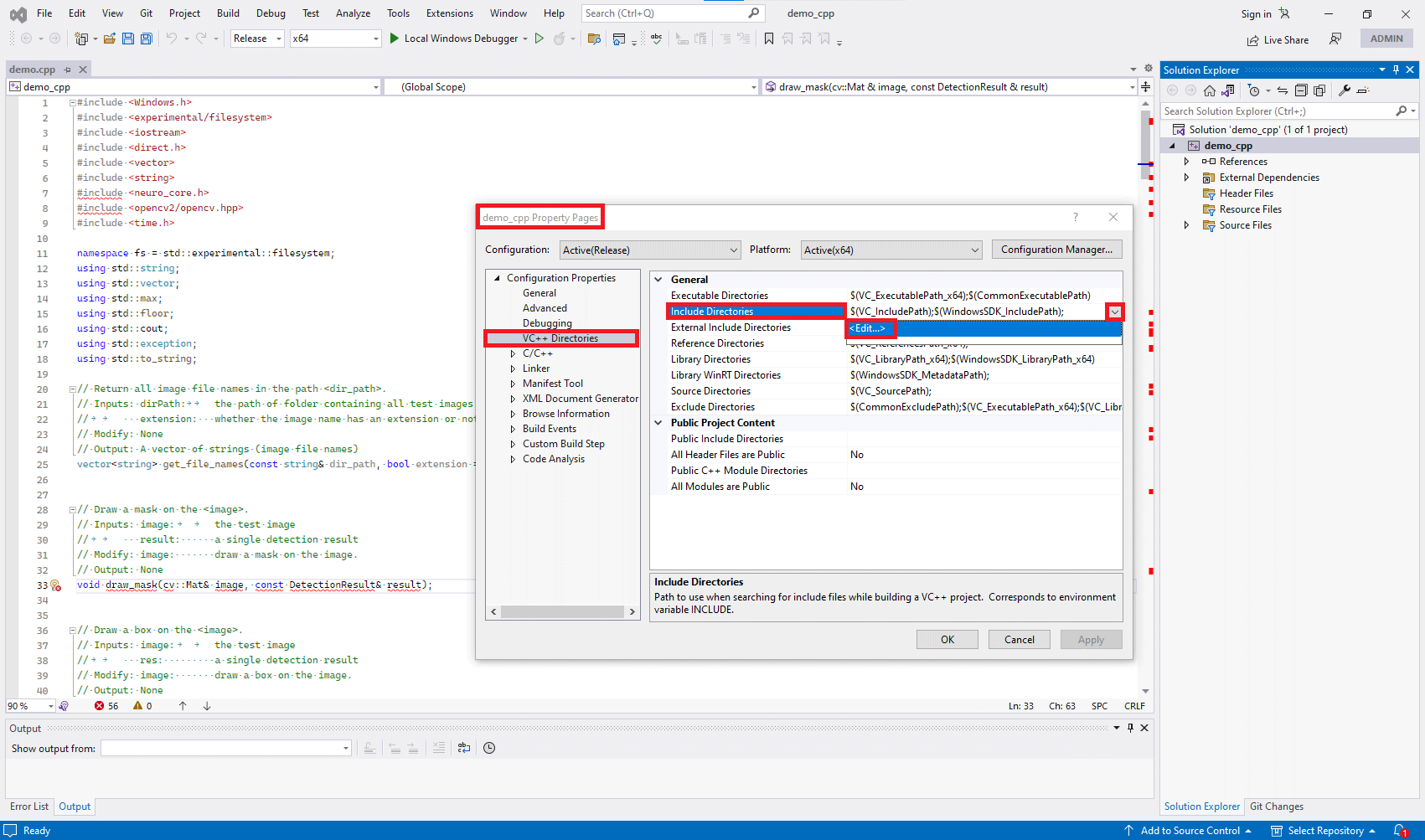 Edit Include Directories