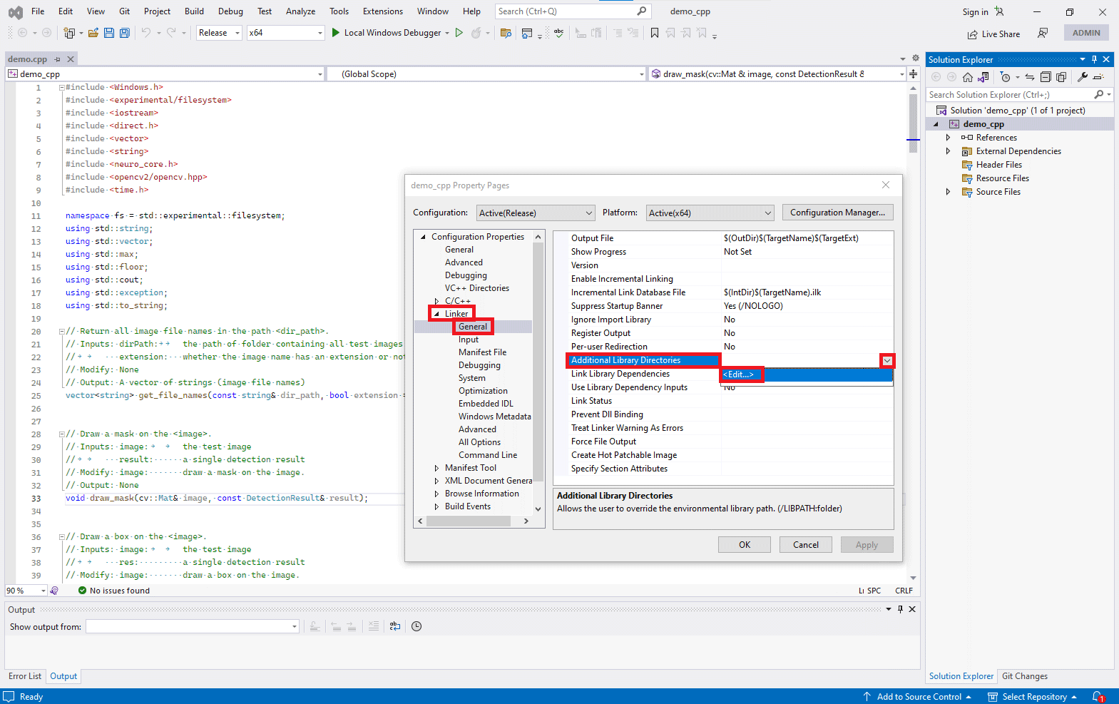 Edit Additional Library Directories