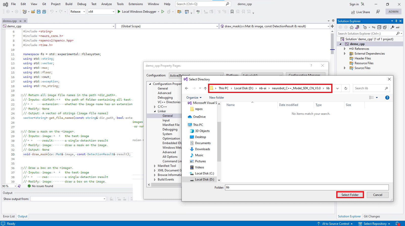Select the lib folder in the SDK