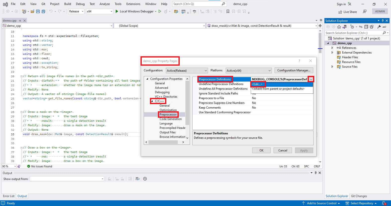 Edit Preprocessor Definitions