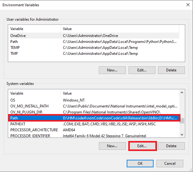 Edit Environment Variables