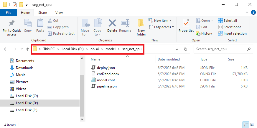 Model folder path
